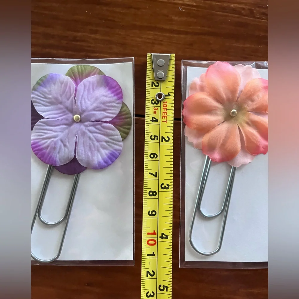 4” Floral Paperclip Set with Assorted Random Design and Colors 12 pcs set#4